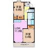 レザンヴェールⅡ 2LDKの間取り