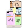 エステート徳重 2LDKの間取り