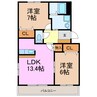 サウスフェザント 2LDKの間取り