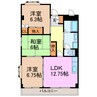 クィーンハイツ滝の水 3LDKの間取り