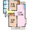 グリーンパーク藤塚　Ａ・Ｂ棟 2LDKの間取り