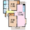 グリーンパーク藤塚　Ａ・Ｂ棟 2LDKの間取り