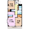 グランドヒルズ神の倉Ⅱ 2LDKの間取り