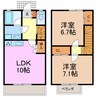 グリーンルーフ 2LDKの間取り