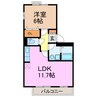 スリーＯＫ 1LDKの間取り
