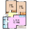 フレグランスYK 2LDKの間取り