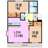アンジュ神ノ倉 2LDKの間取り