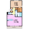 カーサヴェルデ 1LDKの間取り