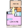 カーサヴェルデ 1LDKの間取り