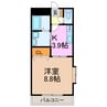 ルミナス若田 1Kの間取り