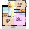 サンタプレイス 2DKの間取り