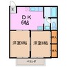 ヒルズ鳴海Ａ 2DKの間取り
