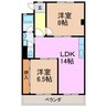 第2ヒルハイツ桃山 2LDKの間取り