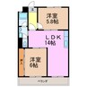 第2ヒルハイツ桃山 2LDKの間取り