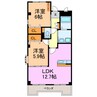 ヴェルス 2LDKの間取り