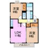 サンピュア鳴子台 2LDKの間取り
