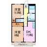 グランデージュ美咲 2DKの間取り