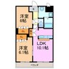 ラ・エレガンス77 2LDKの間取り
