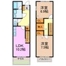 グレイストウフジ滝の水Ｂ 2LDKの間取り