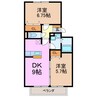 グランディールⅡ 2DKの間取り