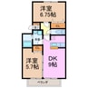 名鉄常滑線・空港線/名和駅 徒歩12分 1階 築16年 2DKの間取り