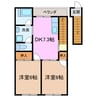 サンハイツ赤塚 2DKの間取り