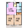 ハイツカトレア 2LDKの間取り