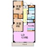 プランドール尾崎山 2LDKの間取り