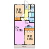 エアル豊明 2LDKの間取り