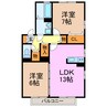 アムールⅣ 2LDKの間取り