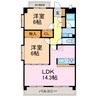 レージュ新栄町 2LDKの間取り