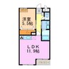 クレアトール 1LDKの間取り