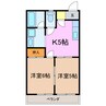 シティハイツワシヅ 2Kの間取り