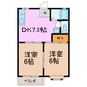 ドエル鳴子 2DKの間取り