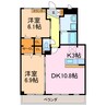 レザンヴェール砂田 2LDKの間取り
