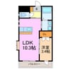 アムセント 1LDKの間取り