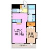 アムセント 1LDKの間取り