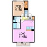 モンマルトル水広下 1LDKの間取り