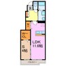 ジュネス桃山 1LDKの間取り