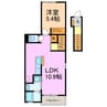 サンリットガーデン 1LDKの間取り