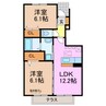 シダーヒルズ東山　Ａ棟 2LDKの間取り