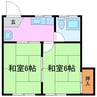 篠の風ハイツ 2Kの間取り
