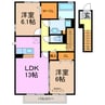 クレール勅使 2LDKの間取り