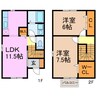 エスタンシア 2LDKの間取り