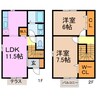 エスタンシア 2LDKの間取り