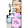 ルミナスA 1LDKの間取り
