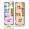 レインボー滝の水 2LDKの間取り