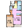 グリーンヒルズ桶狭間Ⅲ 1LDKの間取り