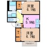 ハムレット 2DKの間取り