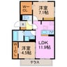 パークサイドANO 2LDKの間取り